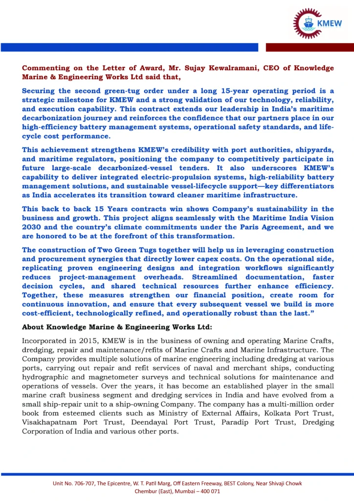 https://nsearchives.nseindia.com/corporate/KMEW_19112025102515_Press_Release_for_VPA_Green_Tug_Order.pdf 4